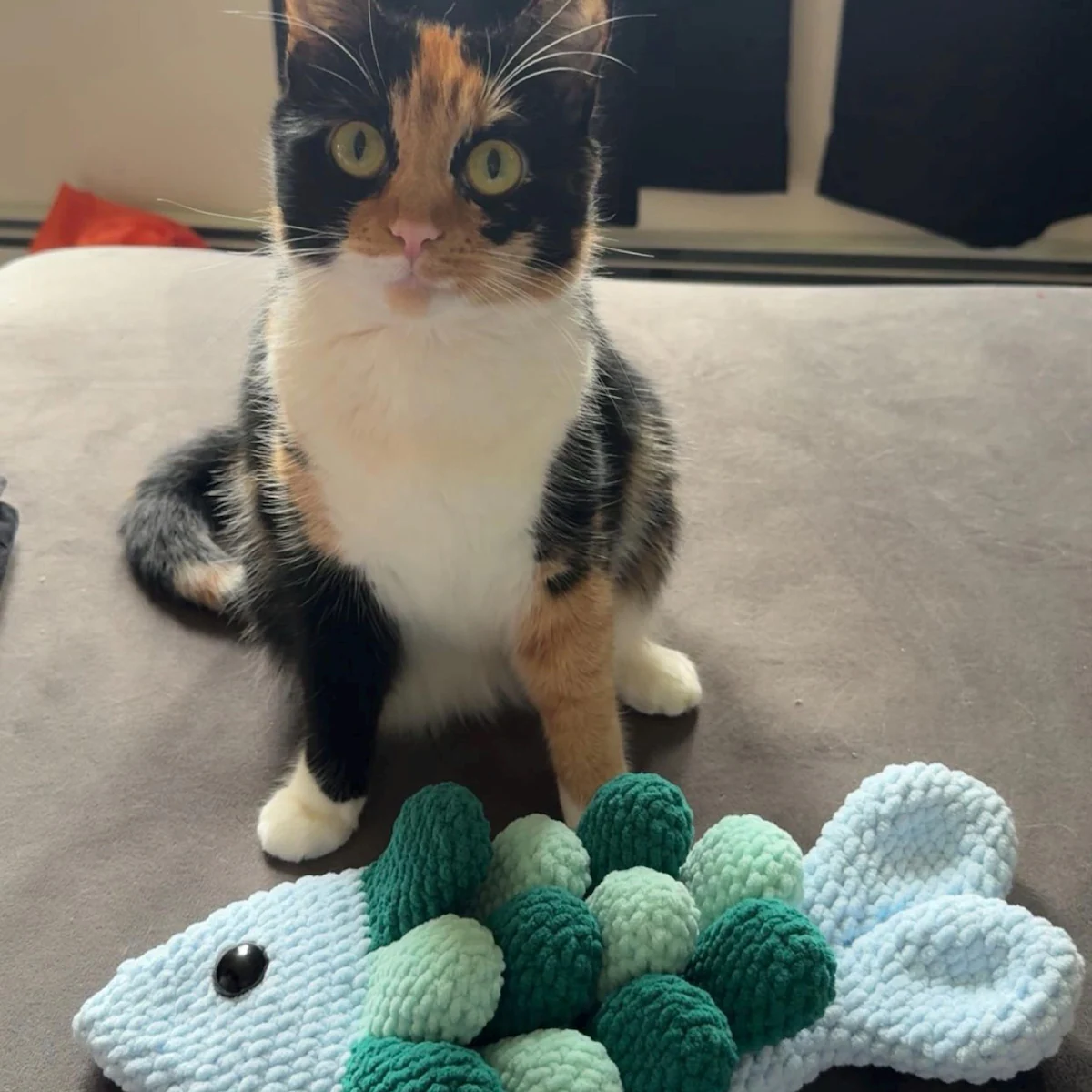 Crochet fidget fish made by Emily